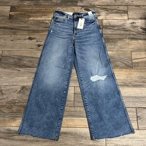 Judy Blue Distressed Wide-Leg Jeans in Classic Blue